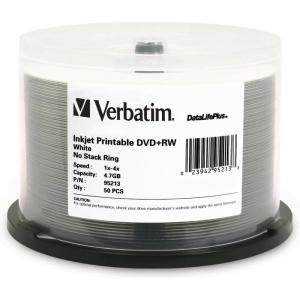 imageVerbatim DVDRW Blank Discs 47GB 4X Recordable Discs  30pk Spindle 94834SilverWhite Inkjet Printable  50pk Spindle