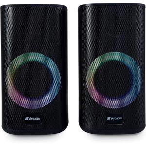 imageVerbatim RGB Gaming Stereo Desktop Speakers Bluetooth 50 35mm AUXin Connection  Black