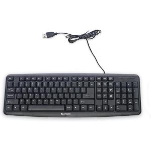 imageVerbatim Slimline Wired Keyboard and Mouse Combo USB PlugandPlay Numeric Keypad Adjustable Tilt Legs Optical Corded Mouse FullSize Computer Keyboard Compatible with PC Laptop  FFP Packaging BlackWired Keyboard