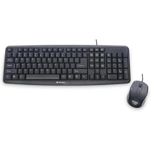 imageVerbatim Slimline Wired Keyboard and Mouse Combo USB PlugandPlay Numeric Keypad Adjustable Tilt Legs Optical Corded Mouse FullSize Computer Keyboard Compatible with PC Laptop  FFP Packaging BlackWired Keyboard  Mouse