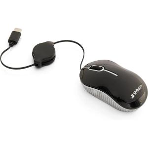 imageVerbatim Wired Optical Computer Mini USBA Mouse  Plug ampamp Play Corded Small Travel Mouse with Retractable Cable  Red 98619BLACK