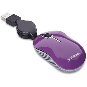 imageVerbatim Wired Optical Computer Mini USBA Mouse  Plug ampamp Play Corded Small Travel Mouse with Retractable Cable  Red 98619PURPLE