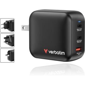 imageVerbatim Mini GaN Wall Charger 100W 3 Port 2X USBC Ports PD 30 PPS up to 100W 1x USBA Port QC 30 up to 30W100W