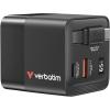 imageVerbatim GaN Wall Charger 65W Retractable Cable 1x USBC Ports PD 30 PPS up to 65W 1x USBA Port QC 30 up to 60W