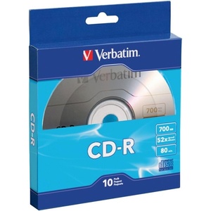 image:imageVerbatim CDR Blank Discs 700MB 80Minutes 52X Recordable Disc for Data and Music 10 PackBlue